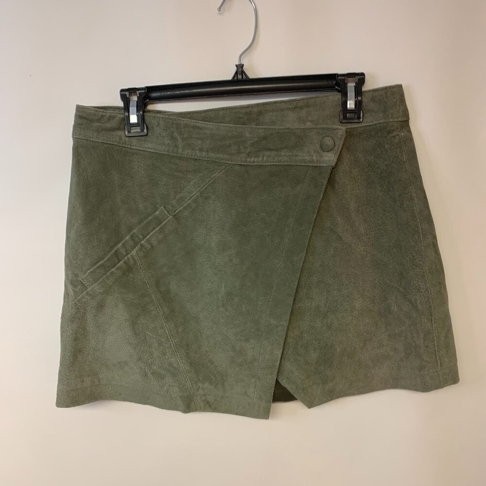 Blanknyc Suede Skirt Mini Herb Asymmetric Wrap Earthy Boho Womens SZ 29 NWT